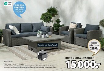 JYSK VEMB BORD + SOFA +2 STOLER tilbud