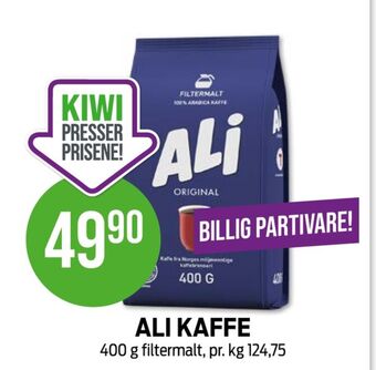 Kiwi Ali kaffe formalet tilbud