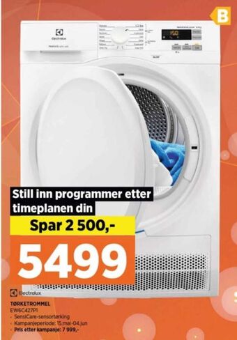 POWER Electrolux tørketrommel tilbud