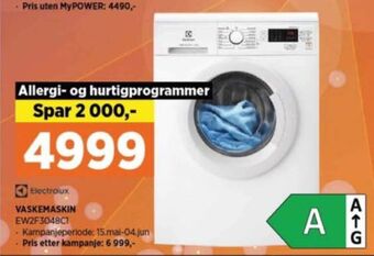 POWER Electrolux vaskemaskin tilbud