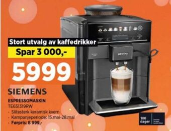 POWER Siemens espressomaskin tilbud
