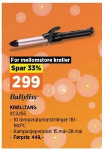 POWER Babyliss krølltang tilbud