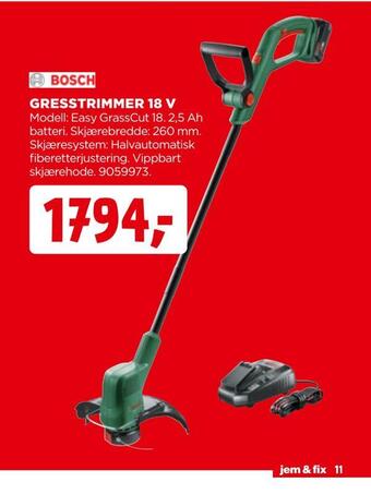 jem & fix Gresstrimmer 18 v tilbud