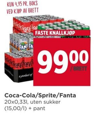 Meny Coca-Cola/Sprite/Fanta tilbud