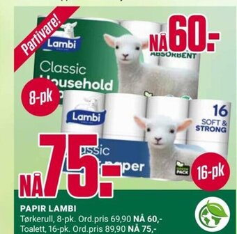 Europris PAPIR LAMBI tilbud