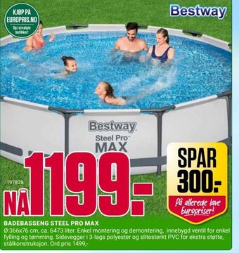 Europris BADEBASSENG STEEL PRO MAX tilbud