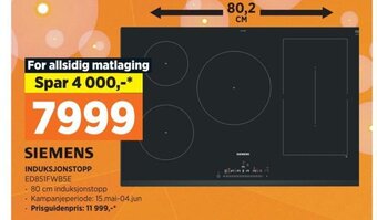 POWER SIEMENS INDUKSJONSTOPP ED851FWB5E tilbud