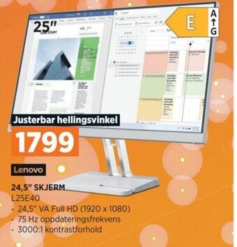 POWER Lenovo 24,5" SKJERM tilbud