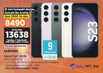 POWER SAMSUNG GALAXY S23 128 GB SMS911BZGDEUB tilbud
