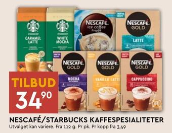 Coop Mega Nescafé/starbucks kaffespesialiteter tilbud