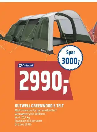 Coop Obs Outwell greenwood 6 telt tilbud