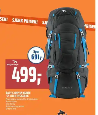 Coop Obs Easy camp en route 55 liter ryggsekk tilbud