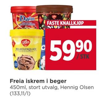 Meny Freia iskrem i beger tilbud