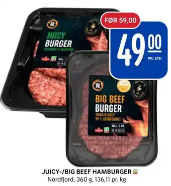 Rema 1000 Juicy-/big beef hamburger tilbud