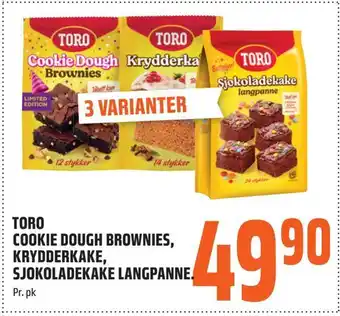 Coop Obs Toro cookie dough brownies, krydderkake, sjokoladekake, langpanne tilbud