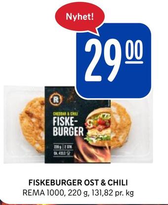 Rema 1000 Fiskeburger ost & chili tilbud