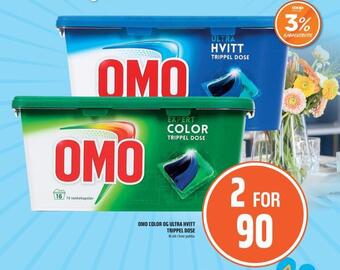 Coop Obs Omo color og ultra hvitt trippel dose tilbud