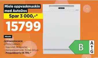 POWER Miele oppvaskmaskin g7113scubrws tilbud