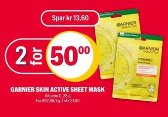 Coop Extra Garnier skin active sheet mask tilbud