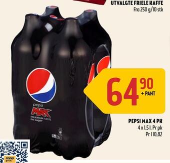 Coop Prix Pepsi max 4 pk tilbud