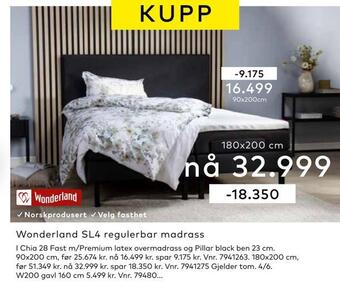 Skeidar Wonderland sl4 regulerbar madrass tilbud