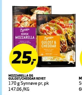 Bunnpris Mozzarella og gulost /cheddar revet tilbud