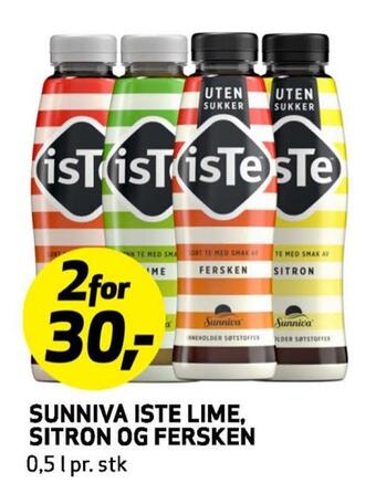 Bunnpris Sunniva iste lime, sitron og fersken tilbud