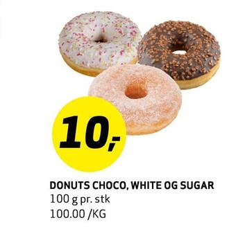 Bunnpris Donuts choco, white og sugar tilbud