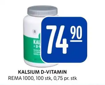 Rema 1000 KALSIUM D-VITAMIN REMA 1000, 100 stk, tilbud