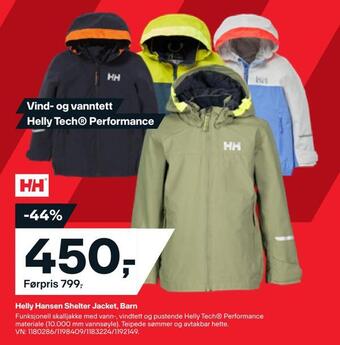 XXL Sport Helly hansen shelter jacket, barn tilbud