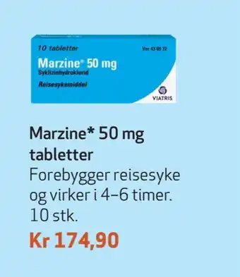 Apotek 1 Marzine* 50 mg tabletter tilbud