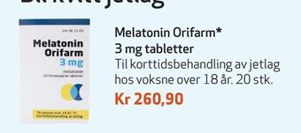 Apotek 1 Melatonin orifarm* 3 mg tabletter tilbud