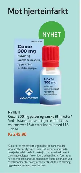 Apotek 1 Coxor 300 mg pulver og væske til mikstur tilbud