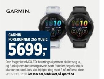Sport 1 GARMIN FORERUNNER 265 MUSIC tilbud