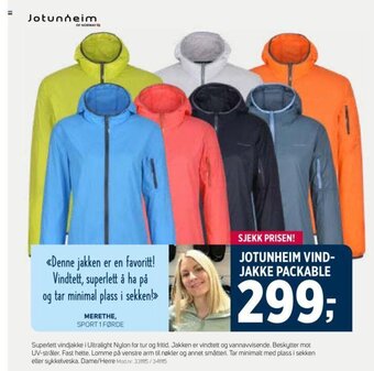 Sport 1 JOTUNHEIM VIND-JAKKE PACKABLE tilbud