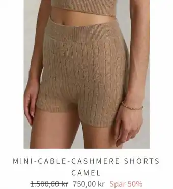 4 Men MINI-CABLE-CASHMERE SHORTS CAMEL tilbud