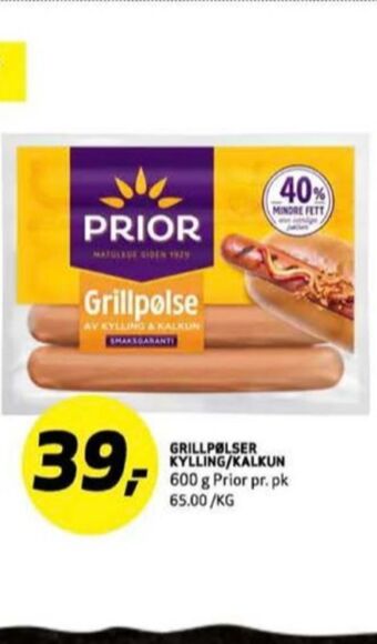 Bunnpris Prior kyllingpølse tilbud