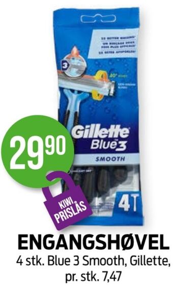Kiwi Blue 3 smooth engangsbarberhøvel tilbud