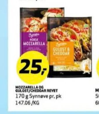 Bunnpris Synnøve finden revet ost tilbud