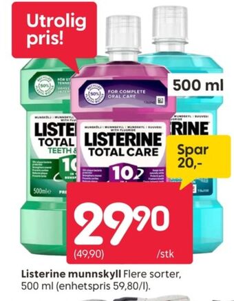 Rusta Listerine munnskyll tilbud