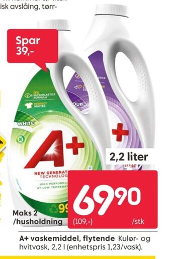Rusta A+ vaskemiddel-flytende tilbud