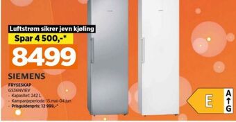 POWER Siemens fryseskap tilbud