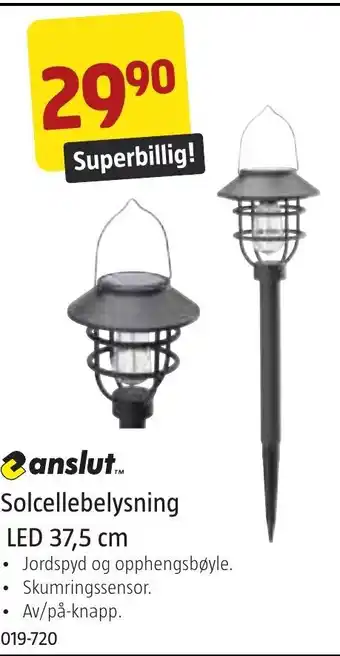 Jula anslut Solcellebelysning LED 37,5 cm tilbud