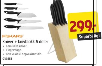 Jula Kniver + knivblokk 6 deler tilbud
