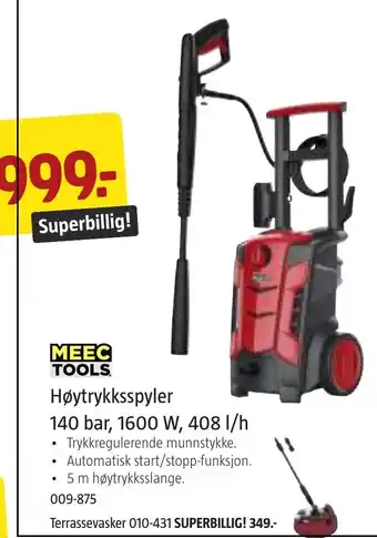 Jula MEEC TOOLS Høytrykksspyler 140bar, 1600W, 408l/h tilbud