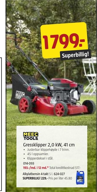 Jula MEEC TOOLS Gressklipper 2,0 kW, 41 cm tilbud