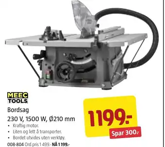 Jula MEEC TOOLS Bordsag 230V, 1500W, 0210 mm tilbud