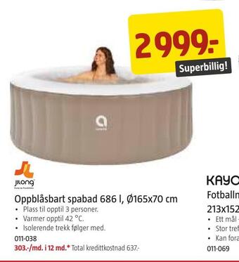 Jula Oppblåsbart spabad 686 l, ø165x70 cm tilbud
