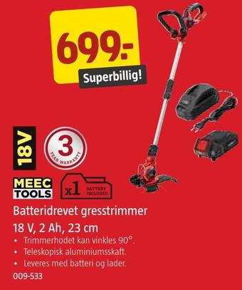 Jula Batteridrevet gresstrimmer 18 v, 2 ah, 23 cm tilbud
