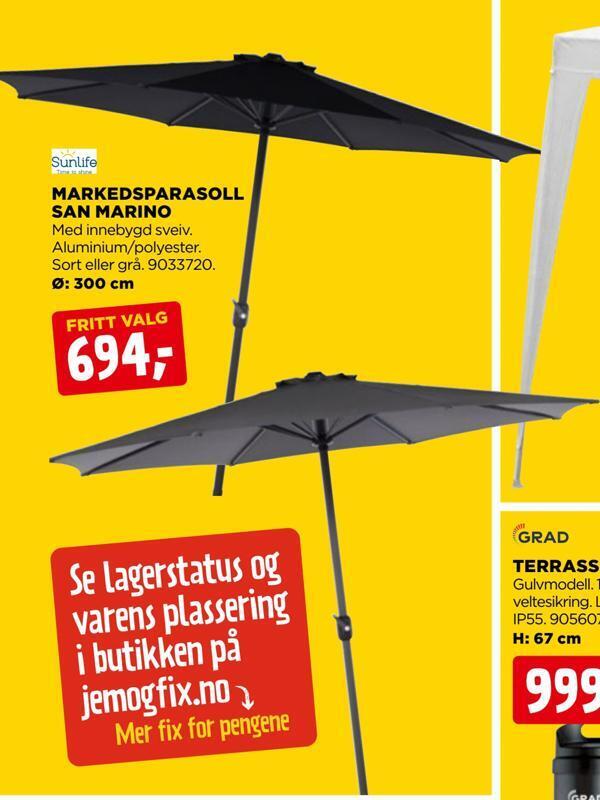 jem & fix Markedsparasoll san marino tilbud